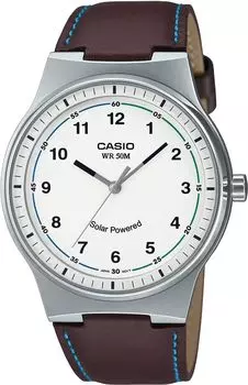 [Casio] CASIO Стандартные аналоговые солнечные водонепроницаемые часы 5 ATM MTP-RS105L-7BV мужские с белым циферблатом и кожаным ремешком, модель Overseas [Параллельный импорт]