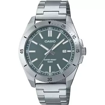 [Casio] CASIO стандартные кварцевые аналоговые водонепроницаемые часы 5 ATM MTP-B155D-3EV мужские серо-зеленый металлический ремешок модель для зарубежной продажи [продукт]