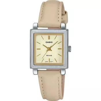 Casio CASIO Стандартные кварцевые женские часы LTP-E176L-5AV бежевый кожаный ремешок модель Overseas