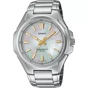 [Casio] CASIO стандартные солнечные аналоговые водонепроницаемые часы 5 ATM MTP-RS100S-7AV мужские перламутровый циферблат металлический браслет модель заморская [продукт]