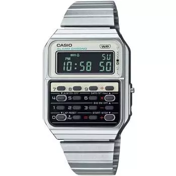Casio CASIO Vintage Series Digital Watch with 8 Digit Calculation Function Heritage Colors CA-500WE-7B Unisex Metal Band Silver x Ivory Overseas Model