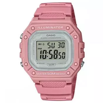 CASIO Casio W-218HC Тусклый цвет Дымчатый цвет Нюанс Цвет Тонкий Легкий Водонепроницаемый Квадратный Цифровой Квадратный Мужской Женский Детский Дешевый Casio (Тускло-розовый)