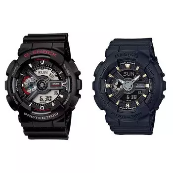 [Casio] CASIO Waterproof Pair Watch G-SHOCK Baby-G Men s Women s Ana-Digi Black Resin Band GA-110-1ABA-110GA-1A Watch