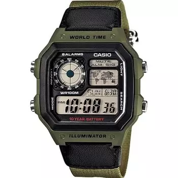 Casio CASIO World Time цифровые часы AE-1200WHB-3BV зеленая модель Overseas
