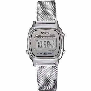 Casio CASIO женские цифровые часы НОВЫЙ дизайн LA670WEM-7 серебристый сетчатый ремешок зарубежная модель