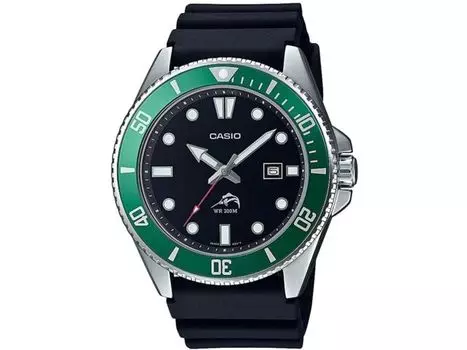 Часы CASIO для дайвинга MDV-106B-1A3V мужские с зеленым безелем и полиуретановым ремешком, НОВЫЕ