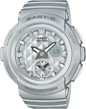 Casio Часы женские для девочек CASIO Baby-G Studs Dial Series BGA-195-8A серебристый металлик