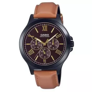 Casio Chronograph Leather Strap Analog MTP-V300BL-5A MTPV300BL-5 Мужские часы