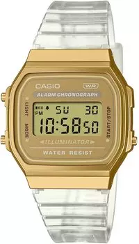 [Casio] Цифровые часы CASIO Vintage Series A168XESG-9A мужские женские детские золотые прозрачные часы Overseas модель [Товар]