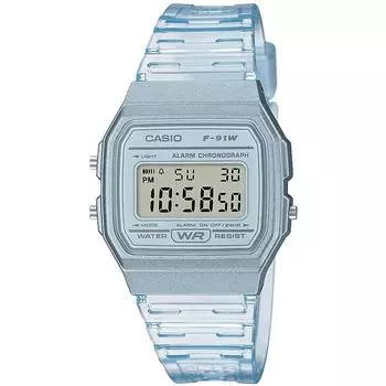 CASIO цифровые часы кварцевые F-91WS-2 унисекс дешевые Casio прозрачные синие [параллельный импорт]