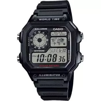 [Casio] Цифровые часы мирового времени AE-1200WH-1AV, черные, международная версия, параллельный импорт