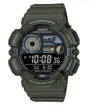 Мужские часы Casio Digital с кварцевым ремешком из смолы WS-1500H-3BV 100M чёрный