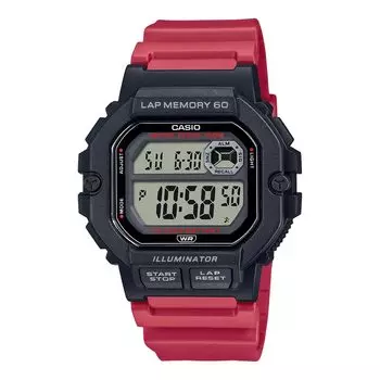 [Casio] Цифровые мужские часы CASIO Sports Gear с функцией памяти на 60 кругов WS-1400H-4AV Overseas Model Black x Red [Товар]