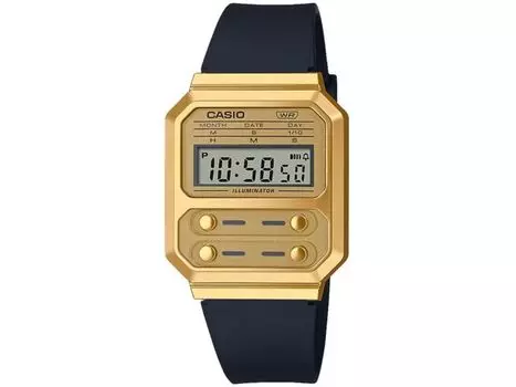 Casio Classic A100WEFG-9AJF Черные мужские наручные часы с будильником и секундомером из смолы НОВИНКА