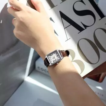 Casio Classic Прямоугольные квадратные женские часы с кожаным ремешком из минерального стекла
