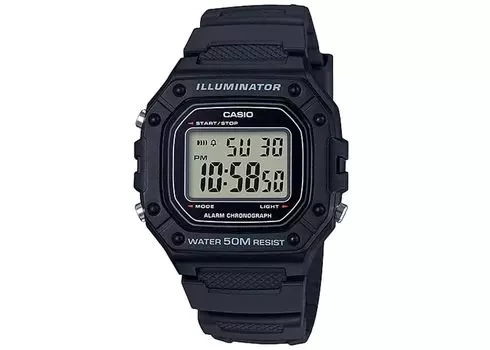Casio Classic Stainless Steel Quartz Watch with Resin Size Men s Strap, Black, 21.1 (Model W-218H-1AVCF)