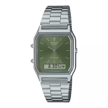 CASIO CLASSIC Standard Analog-Digital AQ-230A Lightweight Stainless Steel Watch (Moss Green)