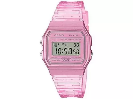 Casio Коллекция F-91WS-4JH Мужские часы Прозрачный розовый блистерная упаковка Секундомер НОВЫЙ