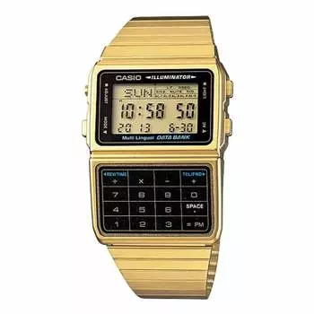 Casio DATA BANK Data Bank цифровые часы DBC-611G-1 мужские золотые x черные Overseas модель