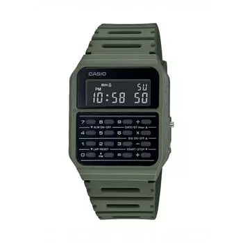 Casio Кварцевые часы Data Bank с ремешком из смолы, зеленые 24.1 (модель: CA-53WF-3BCF)