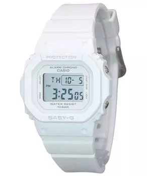 Casio Детские кварцевые женские часы Baby-G Digital с белым полимерным ремешком BGD-565U-7 100M белый