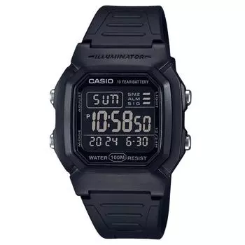 Casio Digital, черные кварцевые часы с двойным ремешком из смолы W-800H-1BV 100M, мужские часы чёрный