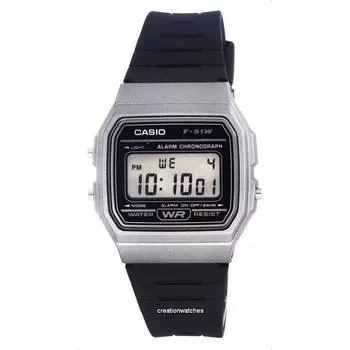 Casio Digital Resin Black Dial Quartz F-91WM-1B F91WM-1B Мужские часы серый