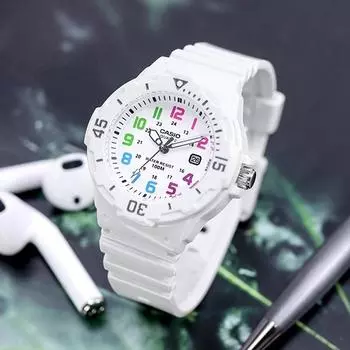 Casio Diver Look Design 100-метровые водонепроницаемые студенческие женские уретановые наручные часы 200 White B