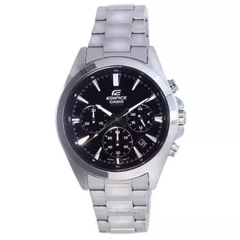 Casio Edifice Chronograph Analog Stainless Steel Quartz EFV-630D-1AV EFV630D-1 100M Мужские часы чёрный