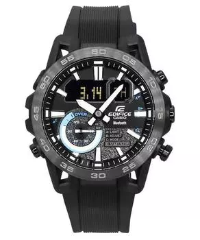 Casio Edifice Sospensione Смартфон Link Bluetooth Аналоговые цифровые кварцевые часы с черным циферблатом ECB-40PB-1A 100M Мужские часы чёрный