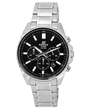 Casio Edifice Standard Chronograph Кварцевые мужские часы из нержавеющей стали с черным циферблатом EFV-650D-1A 100M чёрный