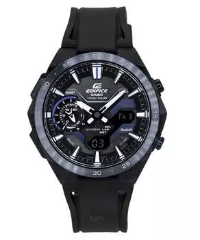 Casio Edifice Windflow Аналоговые цифровые часы для смартфона с черным циферблатом Tough Solar ECB-2200PB-1A 100M Мужские часы чёрный