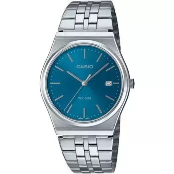 Casio Enticer Аналоговые синие часы в стиле ретро для мужчин MTP-B145D-2A2VDF (А2199), Серебро,