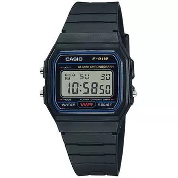 CASIO F-91W-1JH [Стандартные часы] Квадратные часы из черной смолы Цифровые
