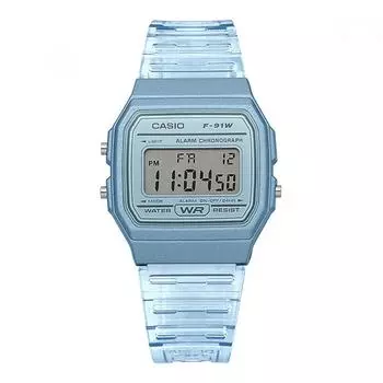Casio F 91ws 2hdF F 91ws 2 цифровые квадратные винтажные ретро прозрачные часы для общественных мест из искусственной кожи F-91WS-2HDF