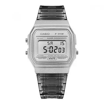 Casio F 91ws 8hdF F 91ws 8 цифровые квадратные винтажные ретро прозрачные часы для общественных мест из искусственной кожи F-91WS-8HDF