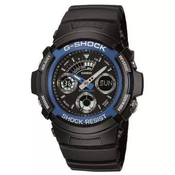 CASIO G-SHOCK Ana-Digi Combi Model AW-591-2A Blue Metal Bezel Мужские часы [Обратный импорт]