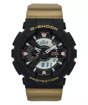 Casio G-Shock аналоговые цифровые часы с ремешком из смолы, черный циферблат, кварцевые часы GA-110TU-1A5 200M для мужчин чёрный