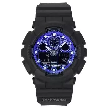 Casio G-Shock Analog Digital Resin Strap Blue Dial Quartz GA-100FL-1A 200M Men s Watch синий