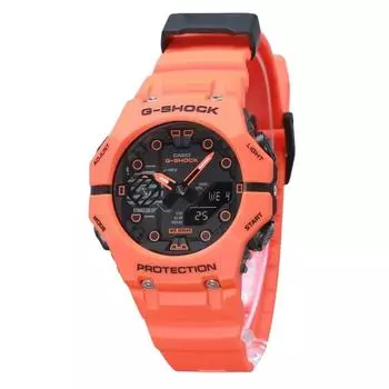 Casio G-Shock аналоговые цифровые часы для смартфона Link с оранжевым ремешком из био-основы и серым циферблатом, кварцевые мужские часы GA-B001FL-4A 200M чёрный
