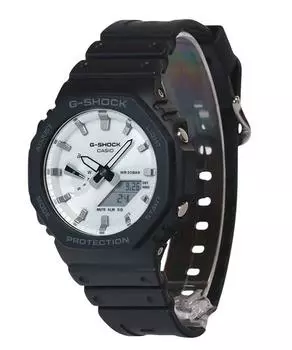 Casio G-Shock аналоговые цифровые часы с ремешком из био-смолы, белый циферблат, кварцевые часы GA-2100WD-1A 200M для мужчин белый