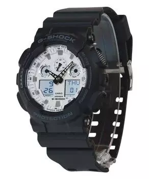 Casio G-Shock аналоговые цифровые часы с ремешком из смолы, белый циферблат, кварцевые часы GA-100WD-1A 200M для мужчин белый