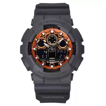 Casio G-Shock аналоговые цифровые часы с ремешком из смолы, многоцветный циферблат, кварцевые часы GA-100FL-8A 200M для мужчин разноцветный