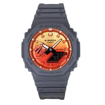 Casio G-Shock аналоговые цифровые часы с ремешком из био-смолы, многоцветный циферблат, кварцевые часы GA-2100FL-8A 200M для мужчин разноцветный