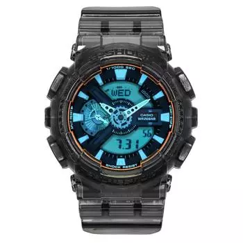 Casio G-Shock аналоговые цифровые прозрачные черные смоляные ремешки многоцветный циферблат кварцевые мужские часы GA-110TLS-8A 200M разноцветный