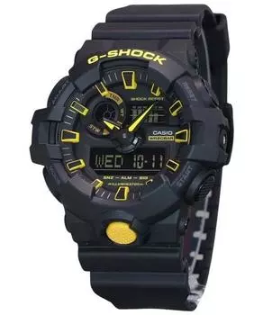 Casio G-Shock Caution Желтый аналоговый цифровой полимерный ремешок с черным циферблатом Кварцевые мужские часы GA-700CY-1A 200M чёрный