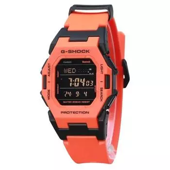 Casio G-Shock Digital Smartphone Link с ремешком из биологической оранжевой смолы, кварцевые часы GD-B500FL-4 200M для мужчин чёрный