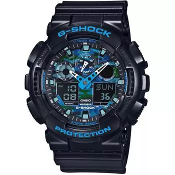 Casio G SHOCK G SHOCK QUARTS МУЖСКИЕ наручные часы GA 100CB 1A СИНИЙ КАМУФУРА []