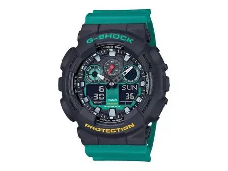 Casio Аналоговые цифровые часы G-SHOCK GA-100MT-1A3JF Mix Tape Series, зеленые, 51,2 мм