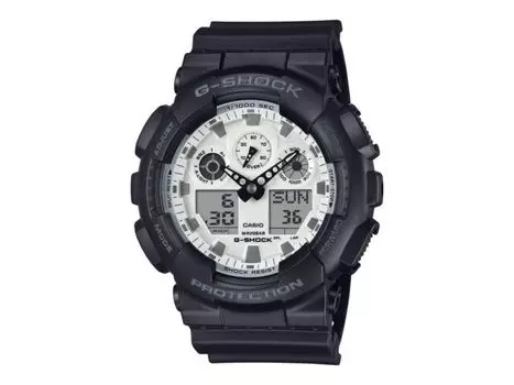 CASIO G-SHOCK GA-100WD-1AJF черно-белые аналогово-цифровые мужские часы